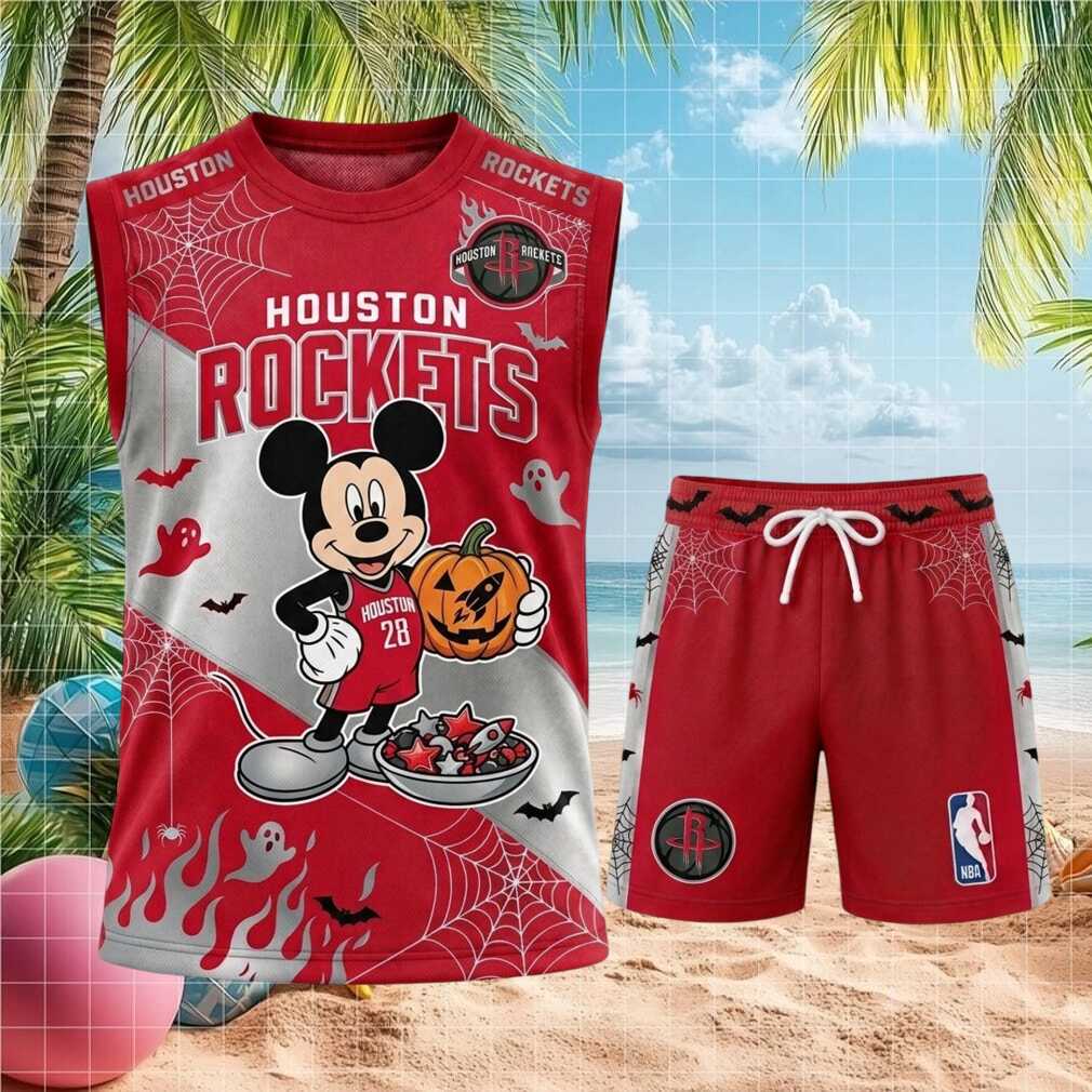 Houston Rockets Mickey Mouse Halloween Pumpkin Basketball Shirt
