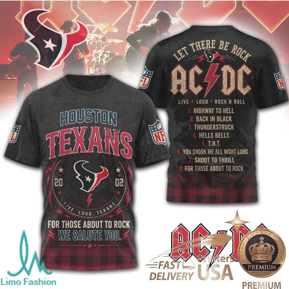 Houston Texans ACDC For Those About To Rock Football T Shirt - Limotees LLC