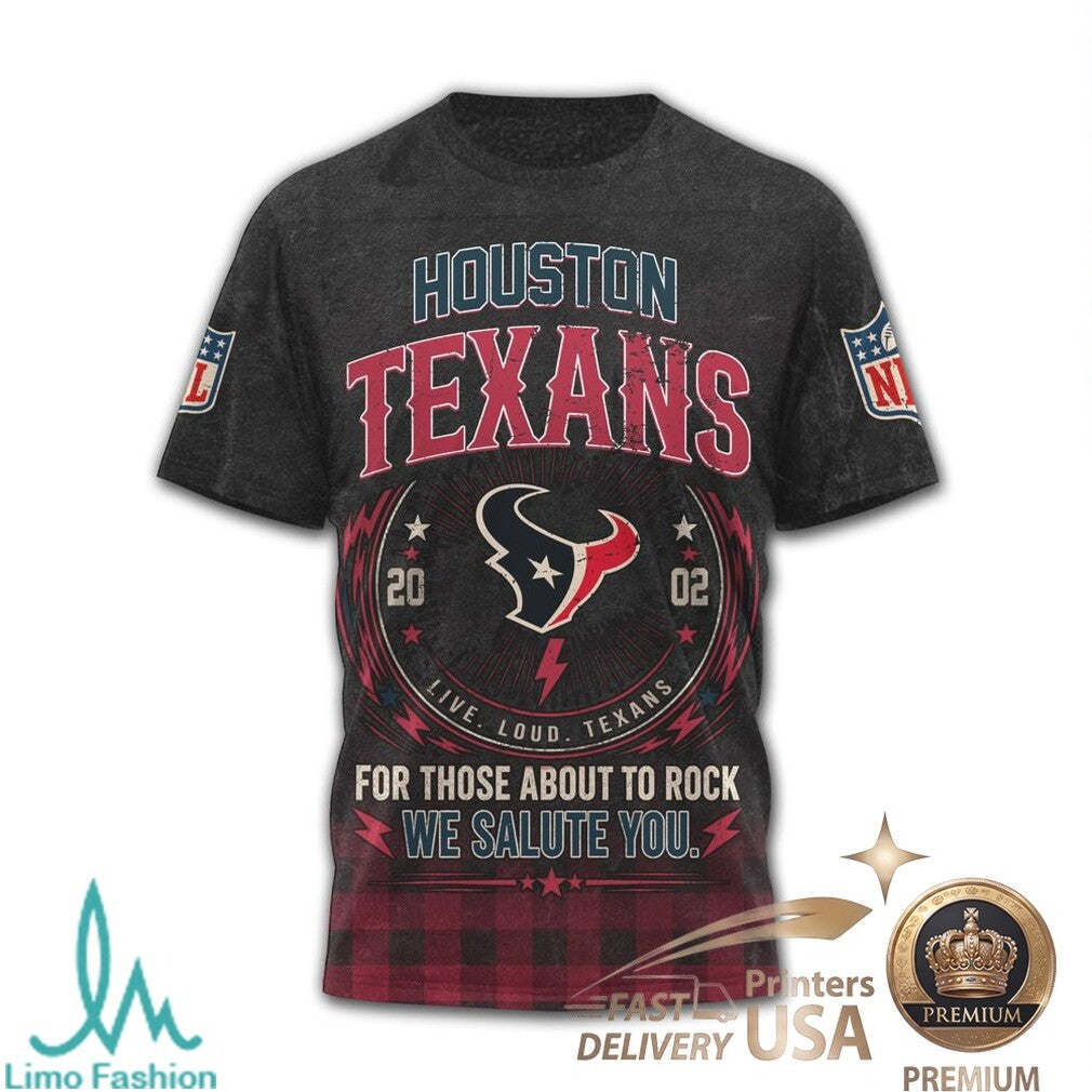 Houston Texans ACDC For Those About To Rock Football T Shirt - Limotees LLC
