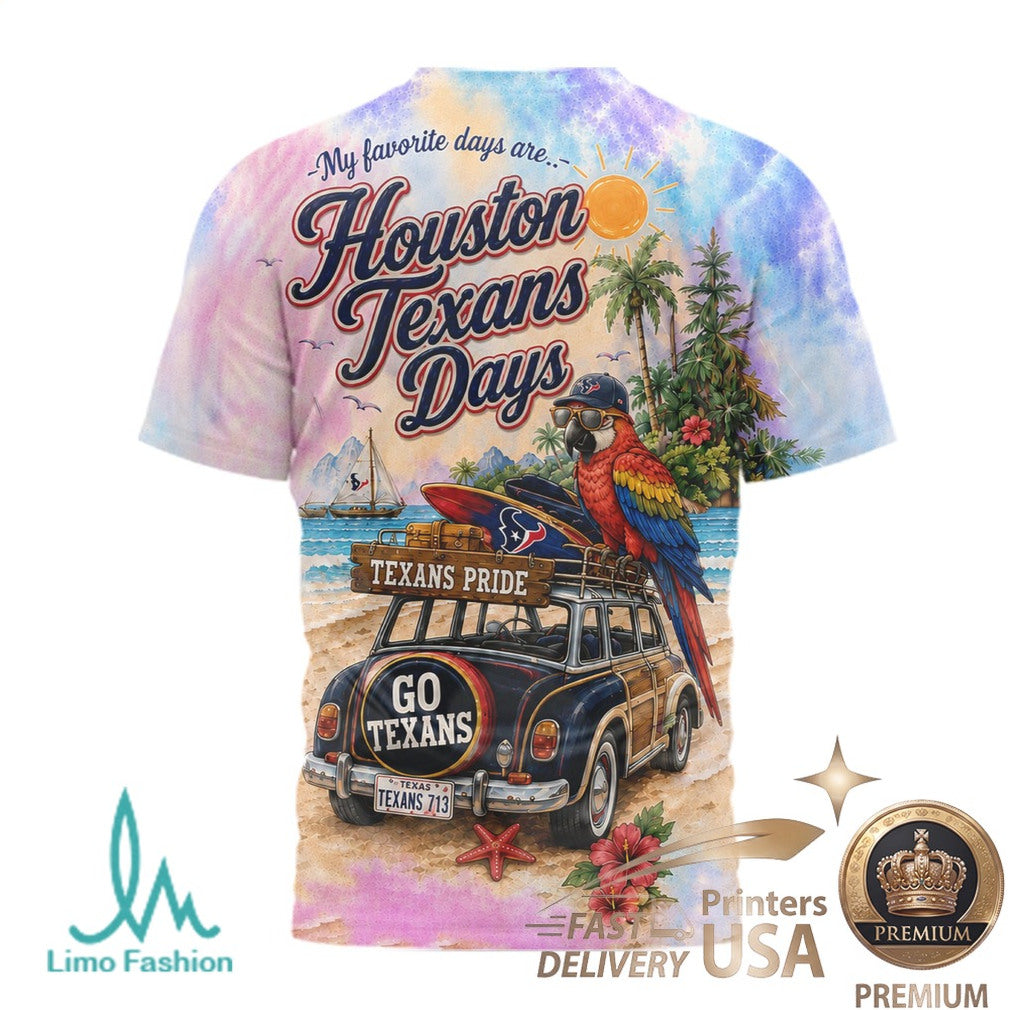 Houston Texans Beach Tropical Parrot Summer Men's T Shirt - Limotees LLC