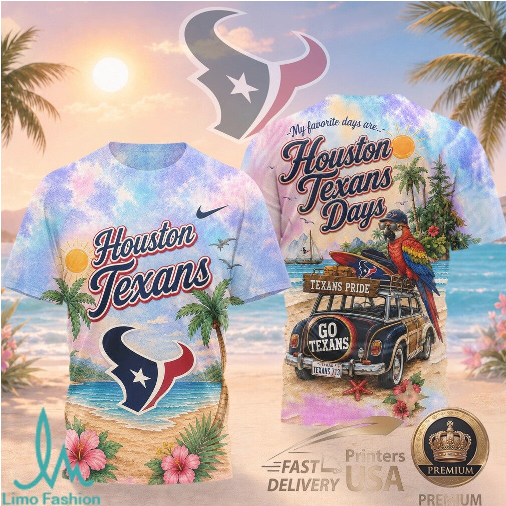 Houston Texans Beach Tropical Parrot Summer Men's T Shirt - Limotees LLC