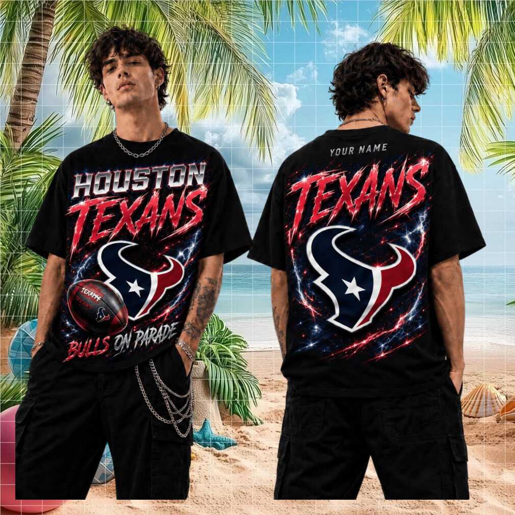 Houston Texans Bulls On Parade Football Fans Retro Vintage Personalized Name Men Women Shirt - Limotees LLC