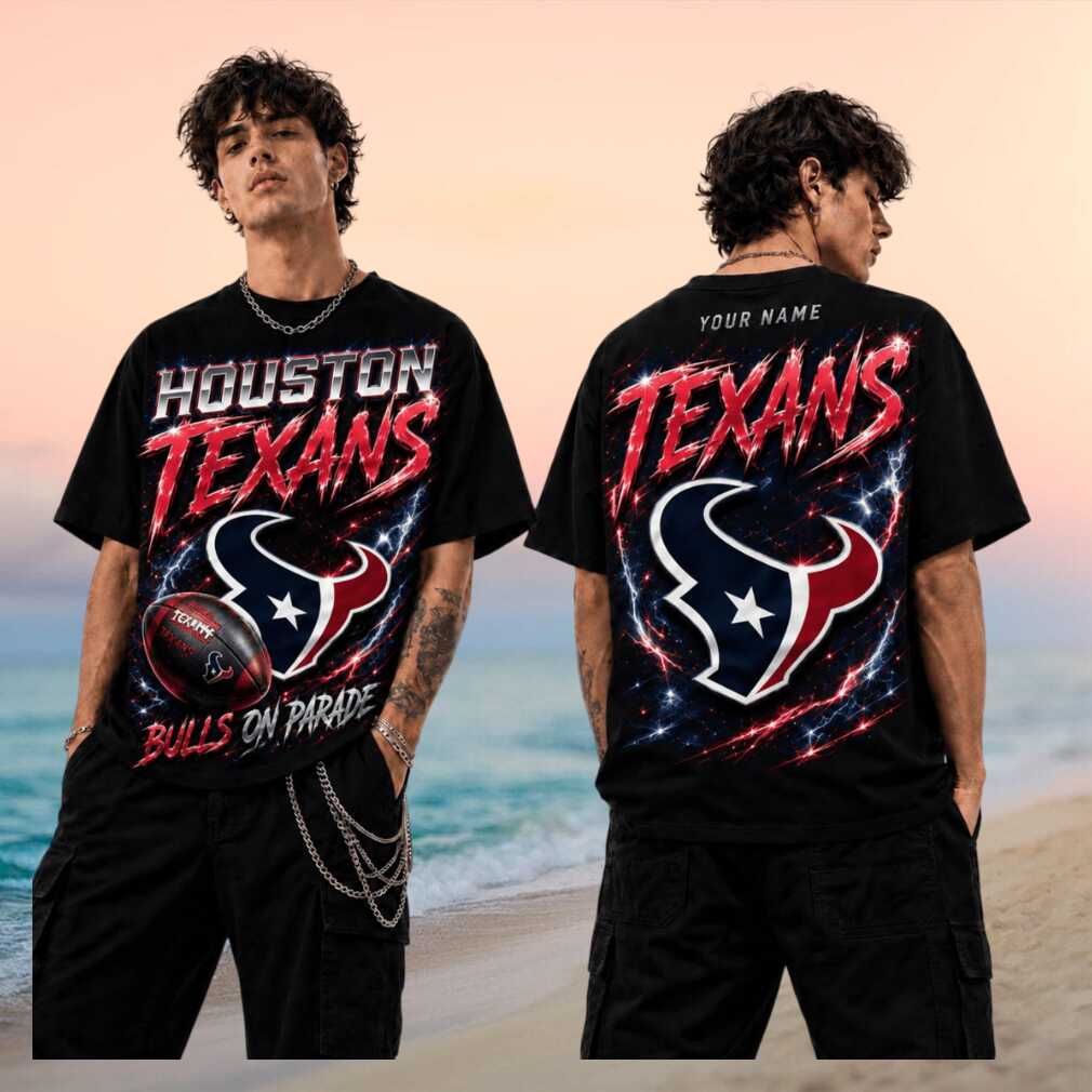 Houston Texans Bulls On Parade Football Fans Retro Vintage Personalized Name Men Women Shirt - Limotees LLC