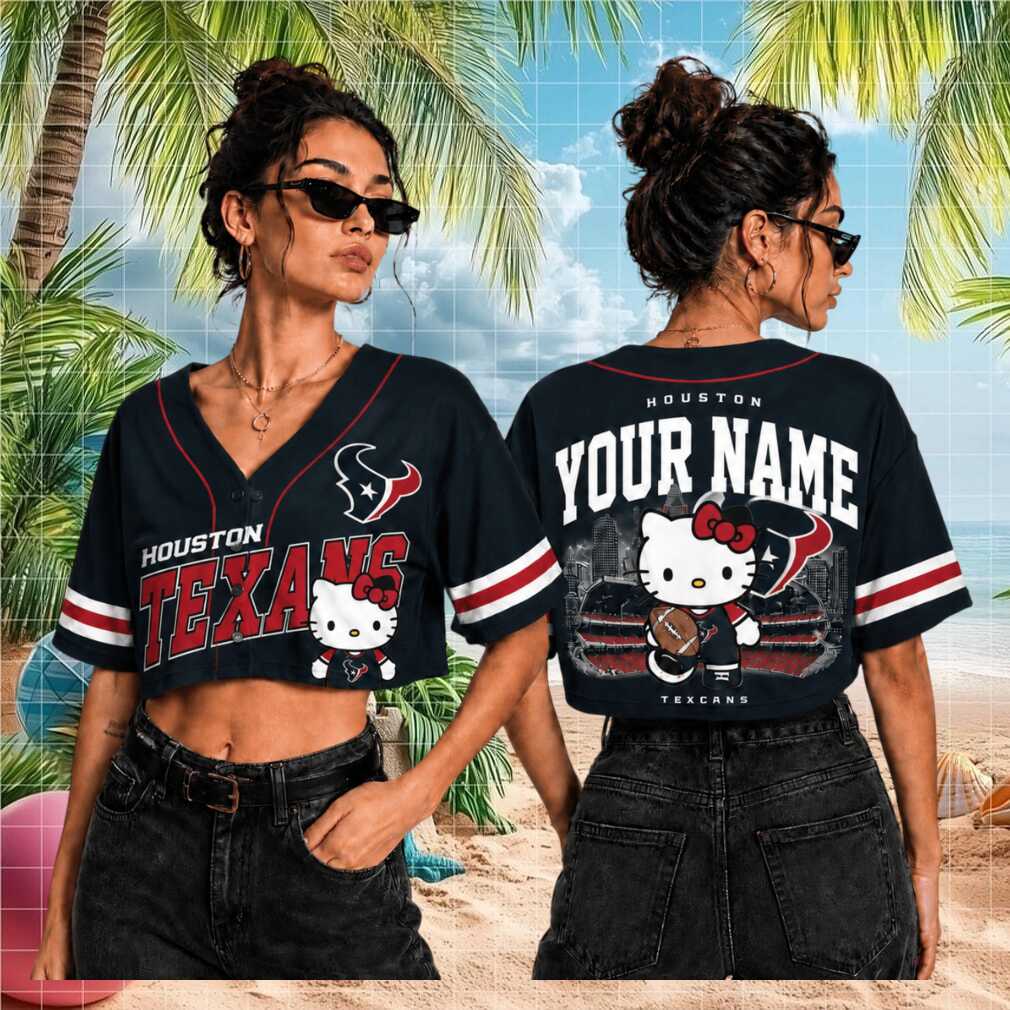 Houston Texans Hello Kitty Football Custom Name Baseball Shirt