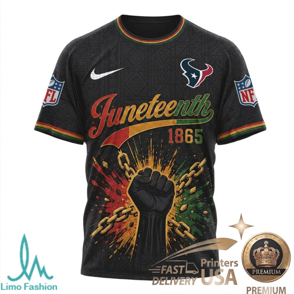 Houston Texans Juneteenth 1865 Freedom Day Graphic T Shirt - Limotees LLC