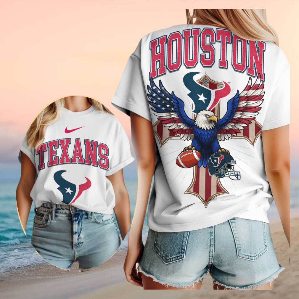 Houston Texans Logo American Eagle Cross Football Shirt - Limotees LLC