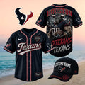 Houston Texans Muscular Bull Mascot Go Texans Baseball Jersey