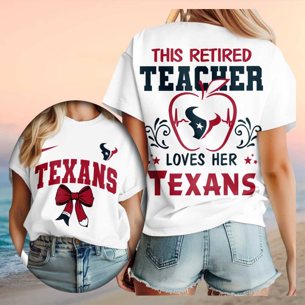 Houston Texans Retired Teacher Apple Heartbeat Shirt