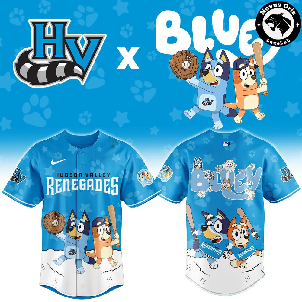 Hudson Valley Renegades x Bluey Night Limited Edition Baseball Jersey