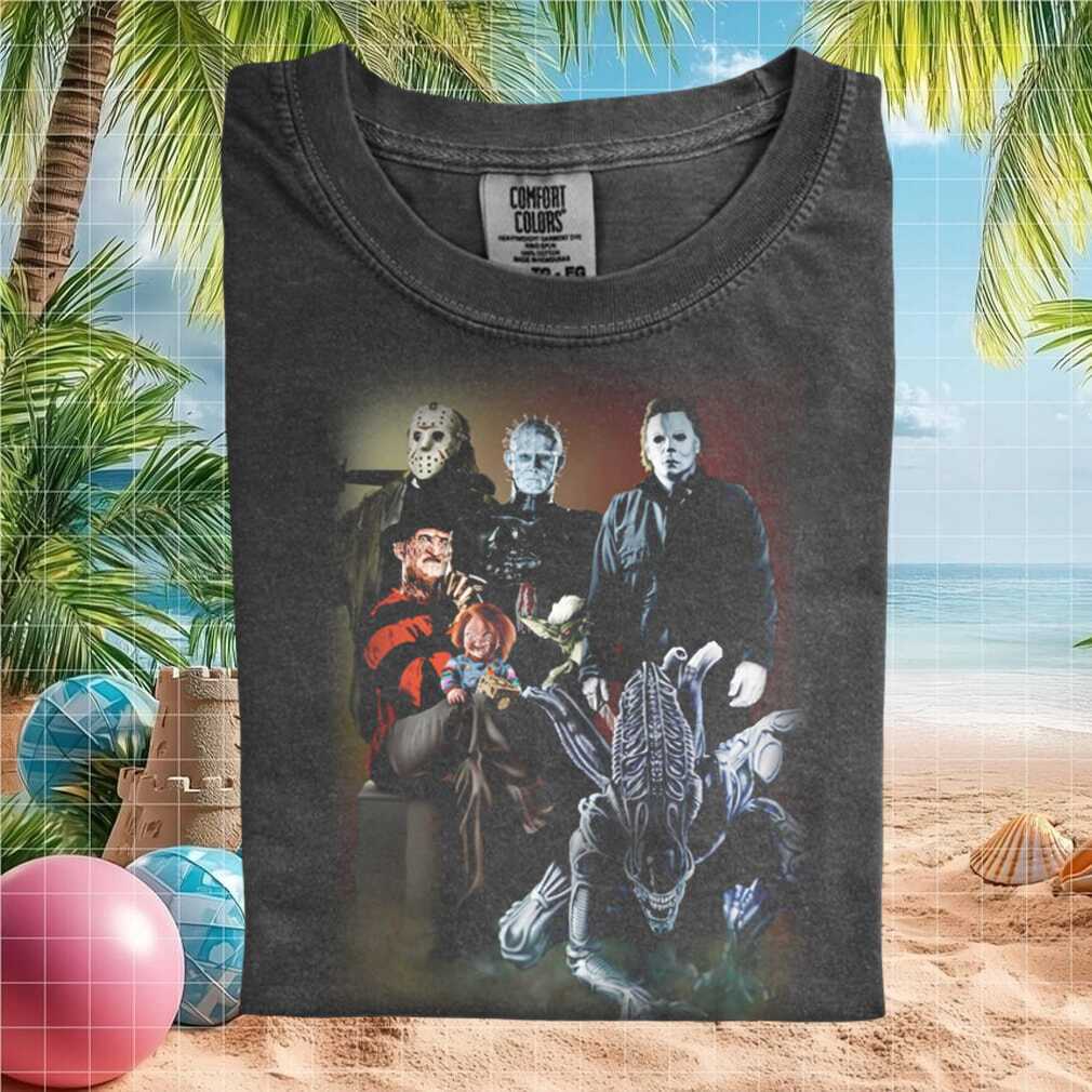 Iconic Horror Movie Villains Mashup Retro Style Unisex T Shirt