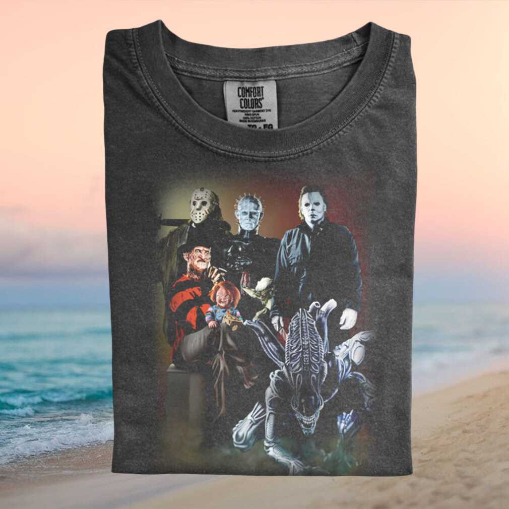Iconic Horror Movie Villains Mashup Retro Style Unisex T Shirt