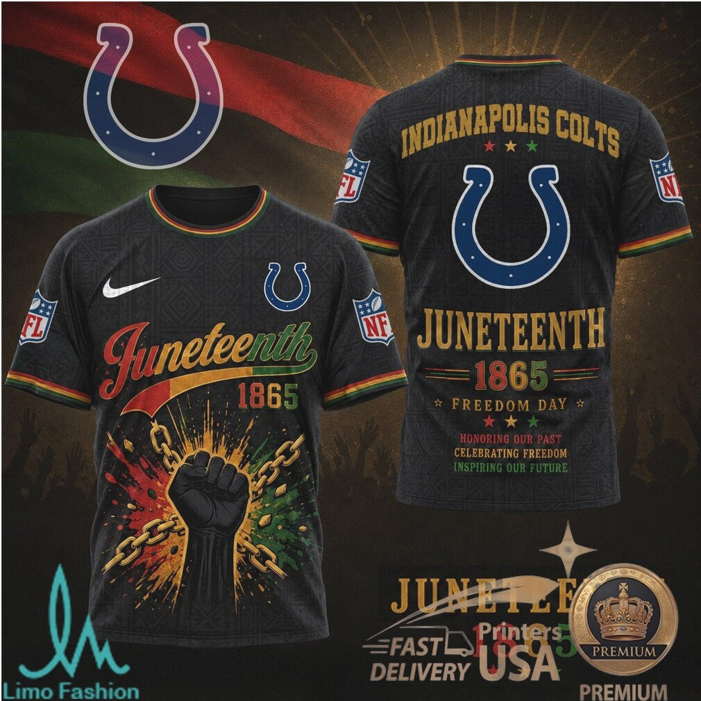 Indianapolis Colts Juneteenth 1865 Freedom Day Graphic T Shirt - Limotees LLC