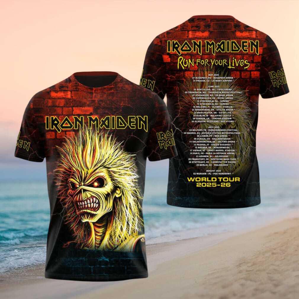 Iron Maiden Eddie Brick Wall Run For Your Lives Tour Shirt