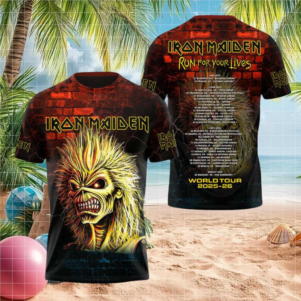 Iron Maiden Eddie Brick Wall Run For Your Lives Tour Shirt