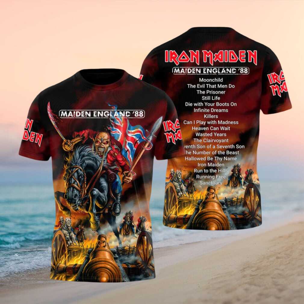 Iron Maiden England 88 Eddie Horse Flag Vintage Concert Shirt