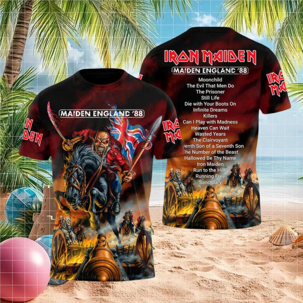 Iron Maiden England 88 Eddie Horse Flag Vintage Concert Shirt