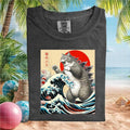 Japanese Style Cat Godzilla Great Wave Funny Animal Art T Shirt - Limotees LLC
