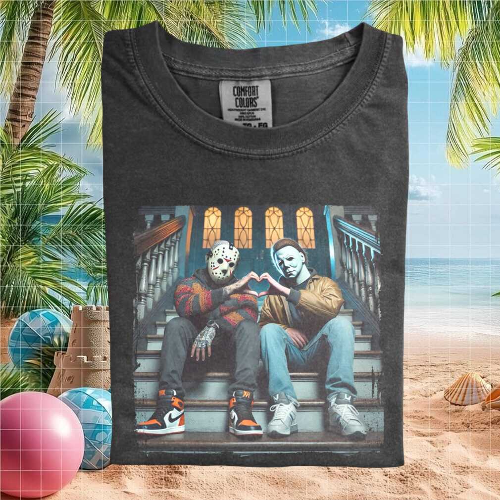 Jason Voorhees And Michael Myers Best Friends Heart T Shirt - Limotees LLC