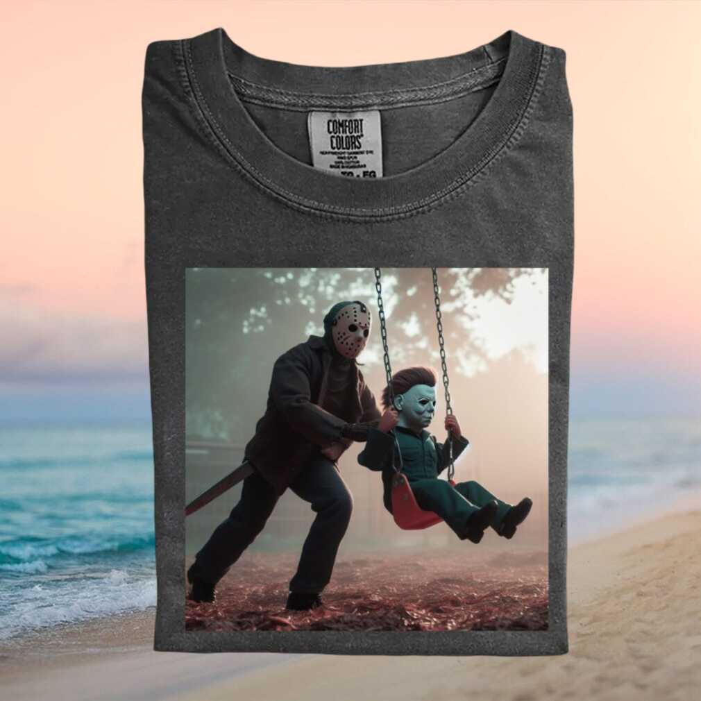 Jason Voorhees Michael Myers Horror Movie Mashup Swing Graphic T Shirt - Limotees LLC