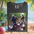 Jason Voorhees Running From Jesus And Geese Funny Meme Graphic T Shirt - Limotees LLC