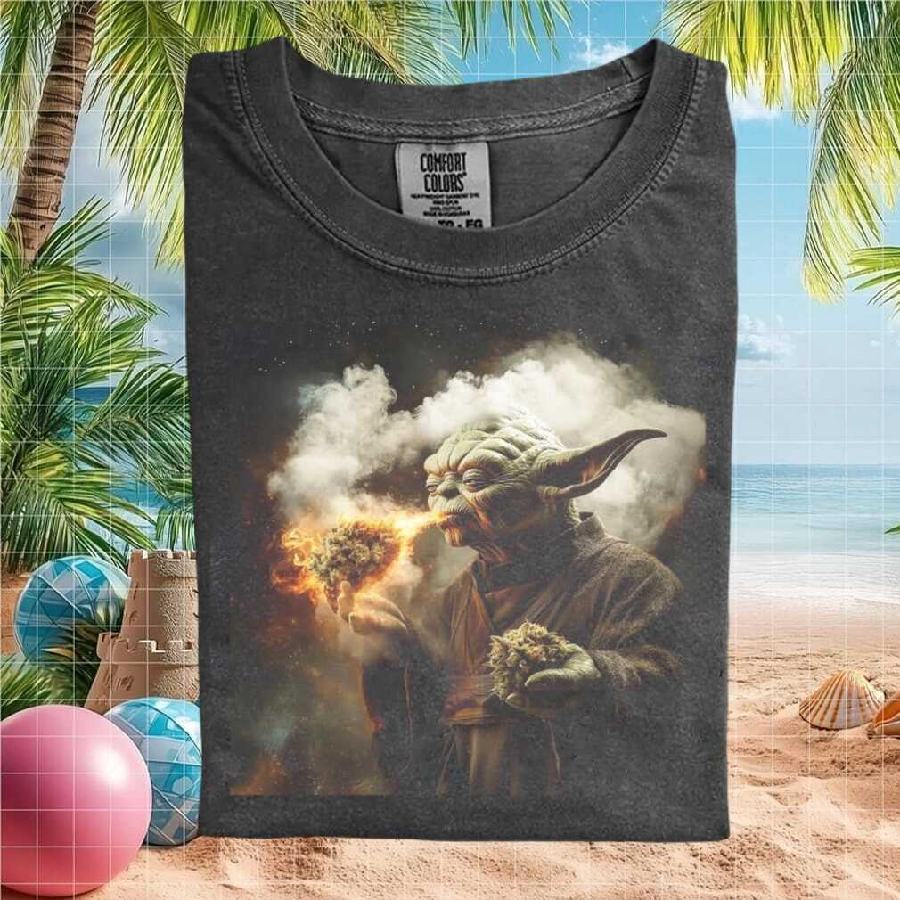 Jedi Master Yoda Smoking Space Herb Funny Sci Fi Graphic T Shirt - Limotees LLC