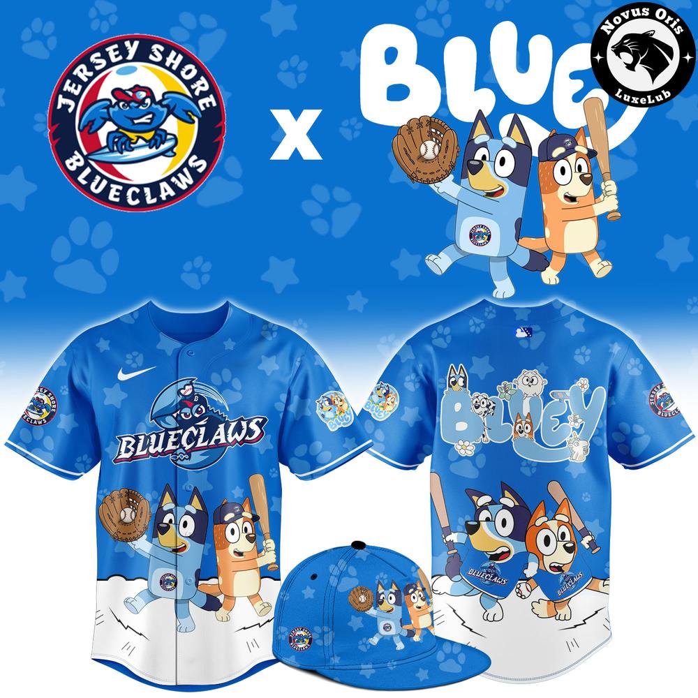 Jersey Shore BlueClaws x Bluey Night Limited Edition Baseball Jersey