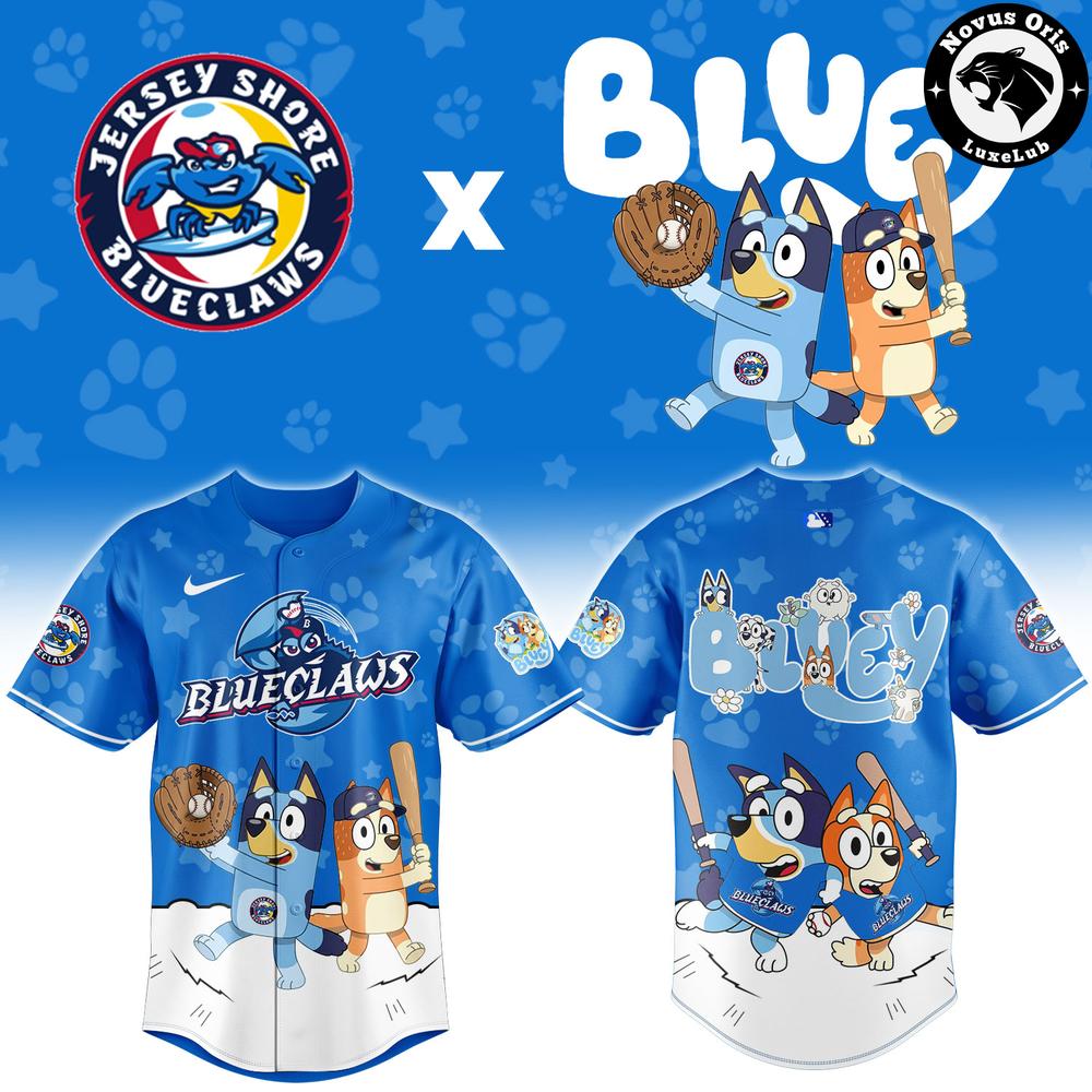 Jersey Shore BlueClaws x Bluey Night Limited Edition Baseball Jersey