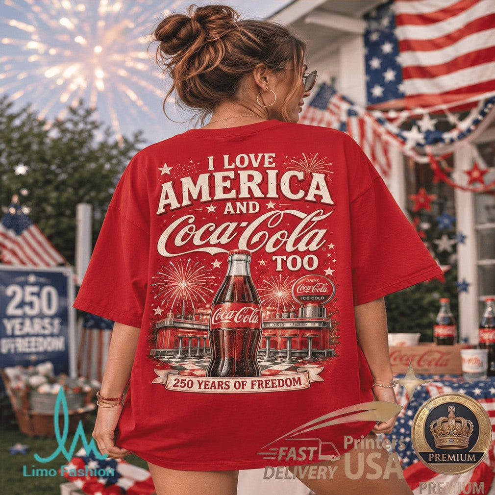 Coca Cola America 250 Years of Freedom Vintage Soda Patriotic Shirt - Limotees LLC
