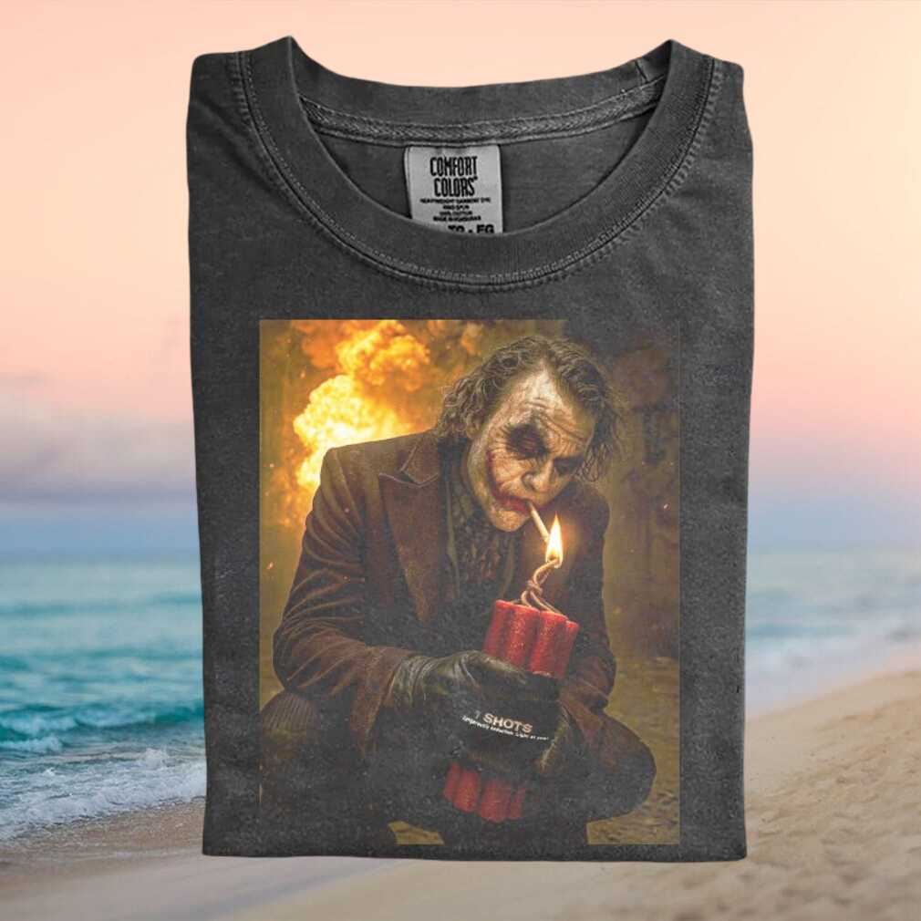 Joker Movie Dynamite Cigar Explosion Dark Art Graphic T Shirt