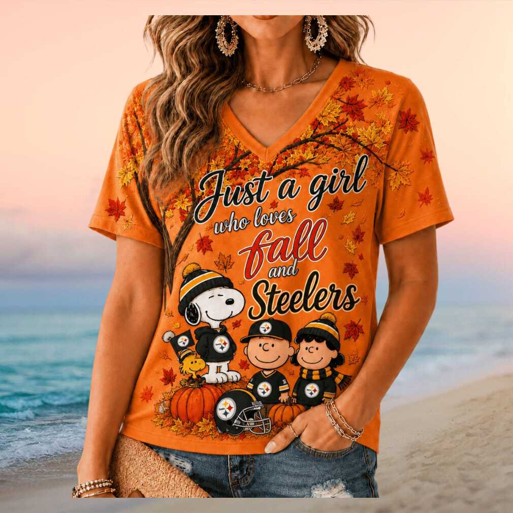 Just A Girl Who Loves Fall And Steelers Peanuts Characters Shirt - Limotees LLC