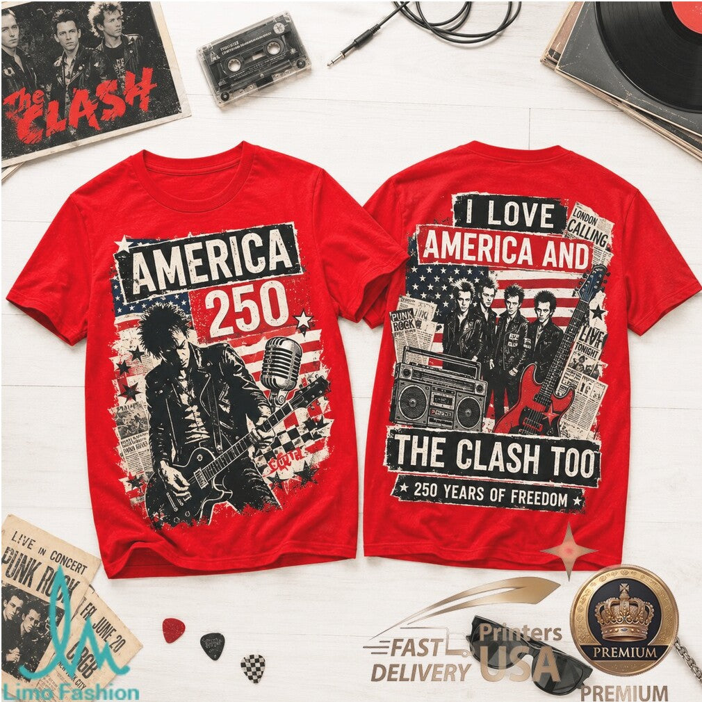 America 250 Years Of Freedom The Clash Punk Rock Concert Shirt - Limotees LLC