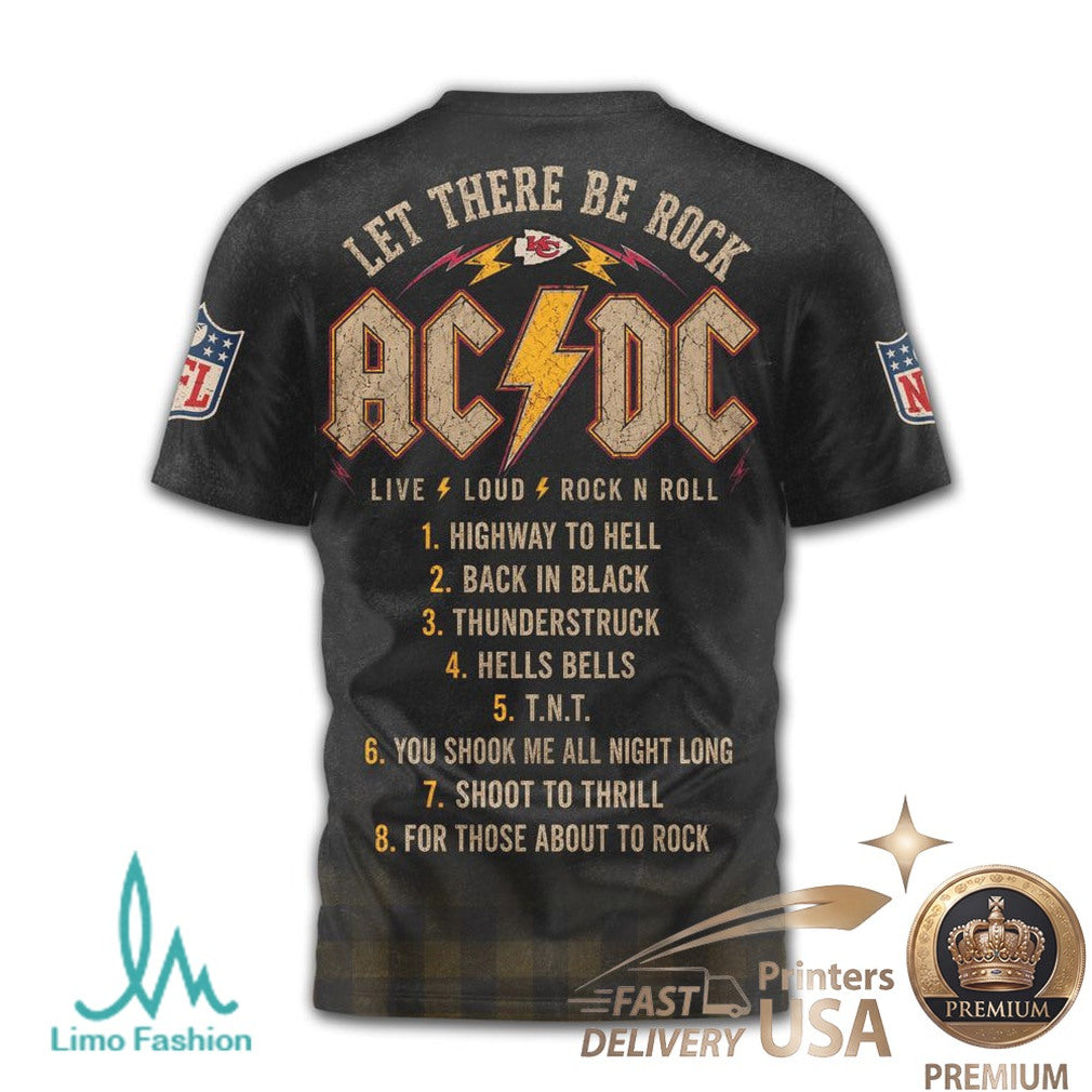 Kansas City Chiefs ACDC Rock Band Mashup Vintage T Shirt - Limotees LLC