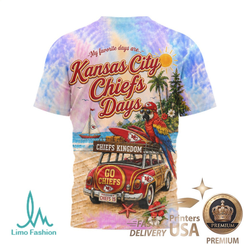 Kansas City Chiefs Beach Parrot Tropical Summer T Shirt - Limotees LLC