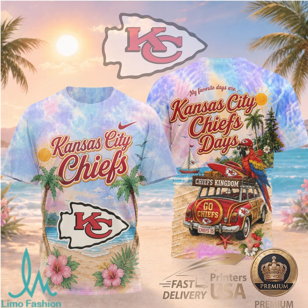 Kansas City Chiefs Beach Parrot Tropical Summer T Shirt - Limotees LLC