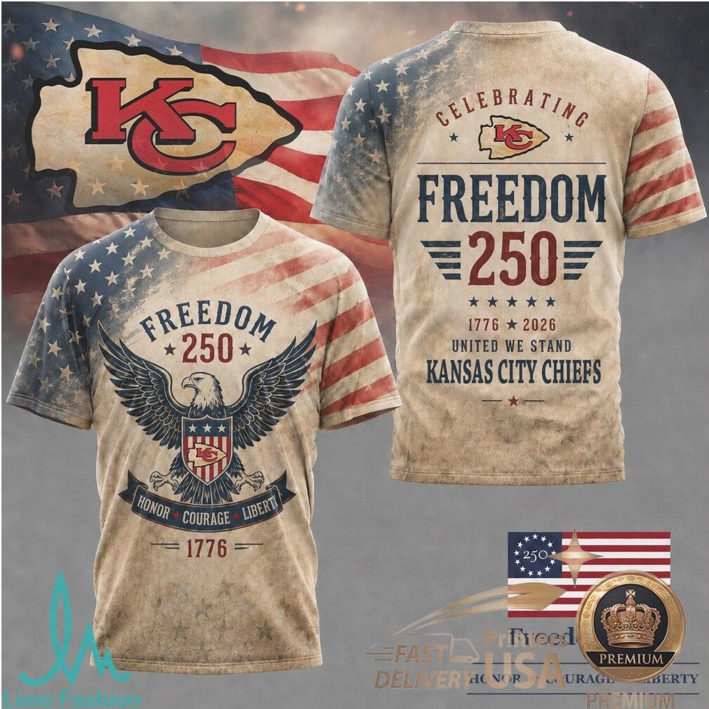 Kansas City Chiefs Eagle Freedom 250th Anniversary T Shirt - Limotees LLC