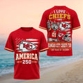 Kansas City Chiefs Football America 250 Years Of Freedom Retro NFL Team Fan Shirt - Limotees LLC
