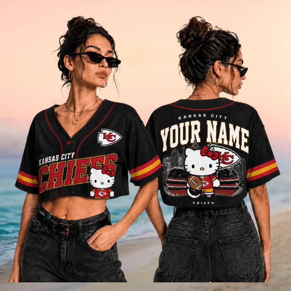 Kansas City Chiefs Hello Kitty Football Mascot Custom Name Baseball Shirt
