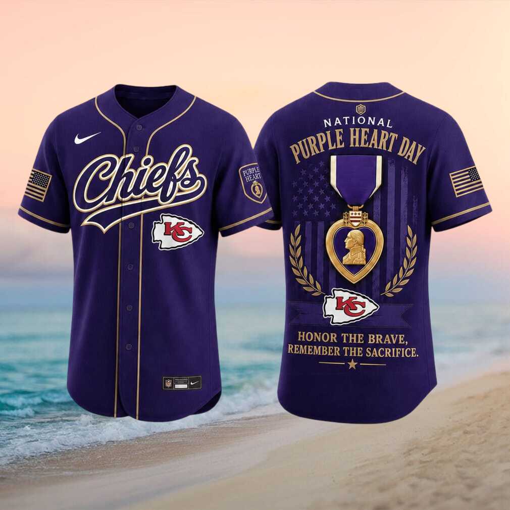 Kansas City Chiefs Purple Heart Day Honor The Brave Baseball Shirt - Limotees LLC