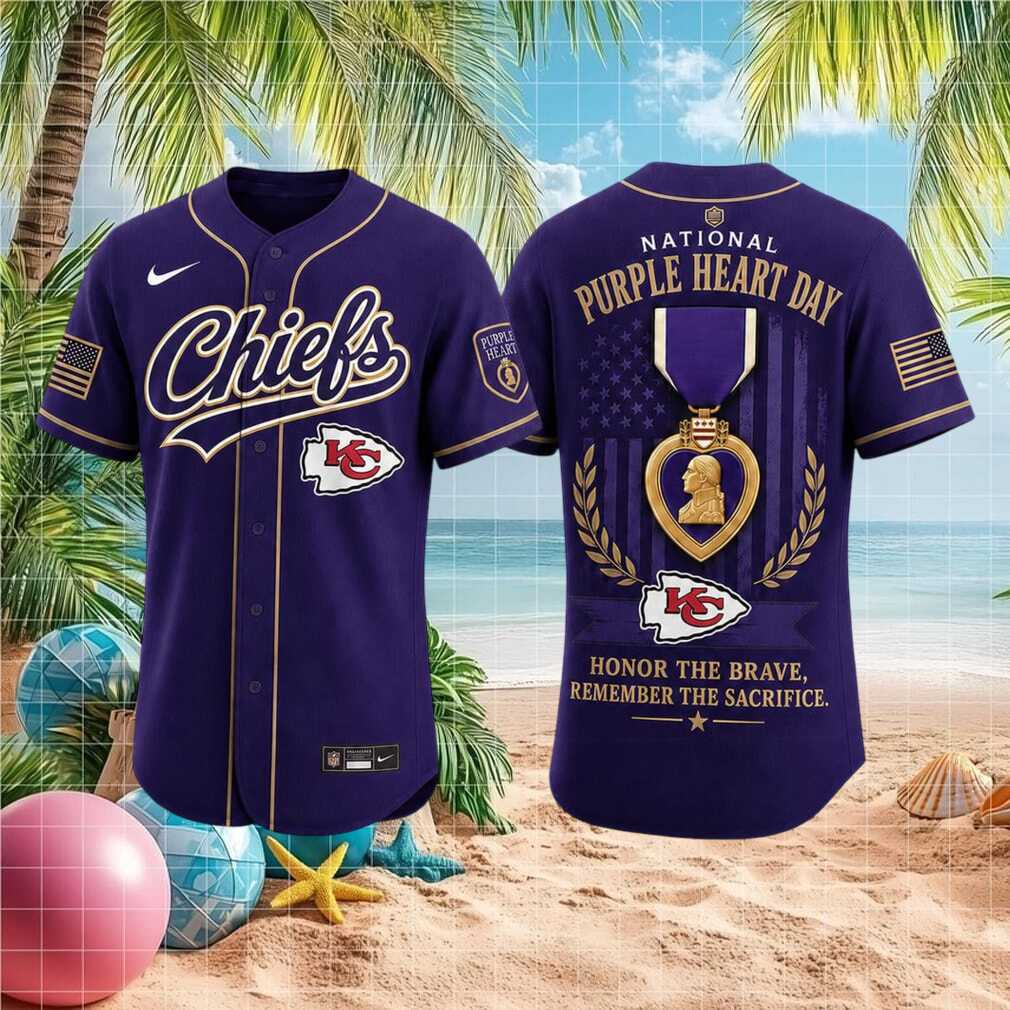 Kansas City Chiefs Purple Heart Day Honor The Brave Baseball Shirt - Limotees LLC