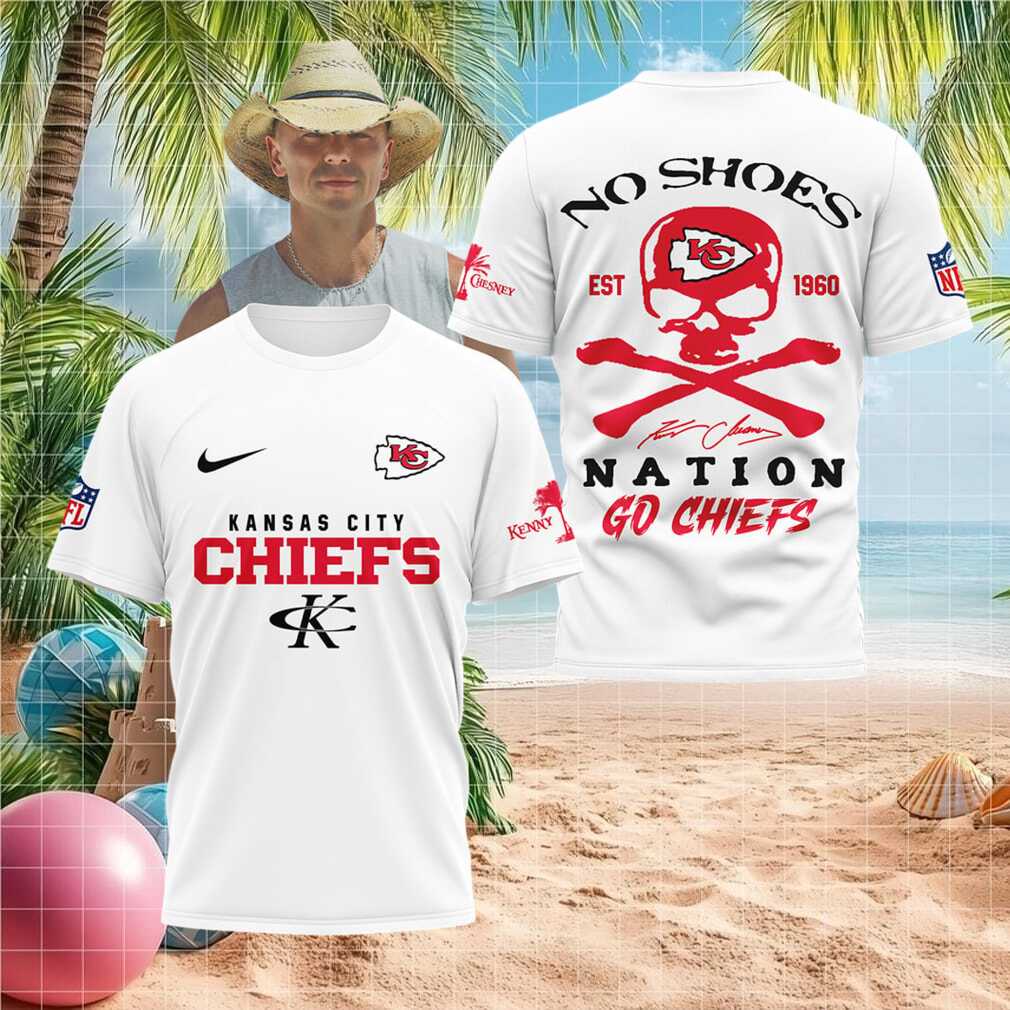 Kansas City Chiefs Skull No Shoes Nation Kenny Chesney Football Shirt - Limotees LLC