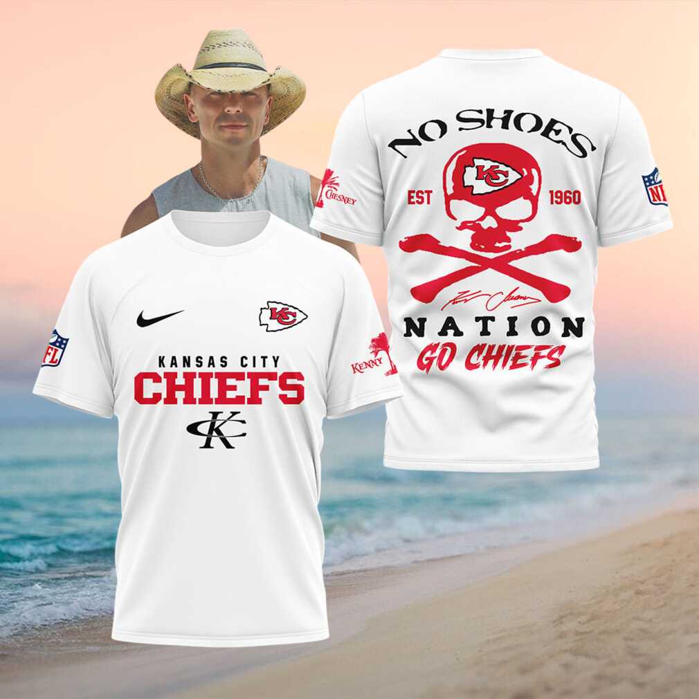Kansas City Chiefs Skull No Shoes Nation Kenny Chesney Football Shirt - Limotees LLC