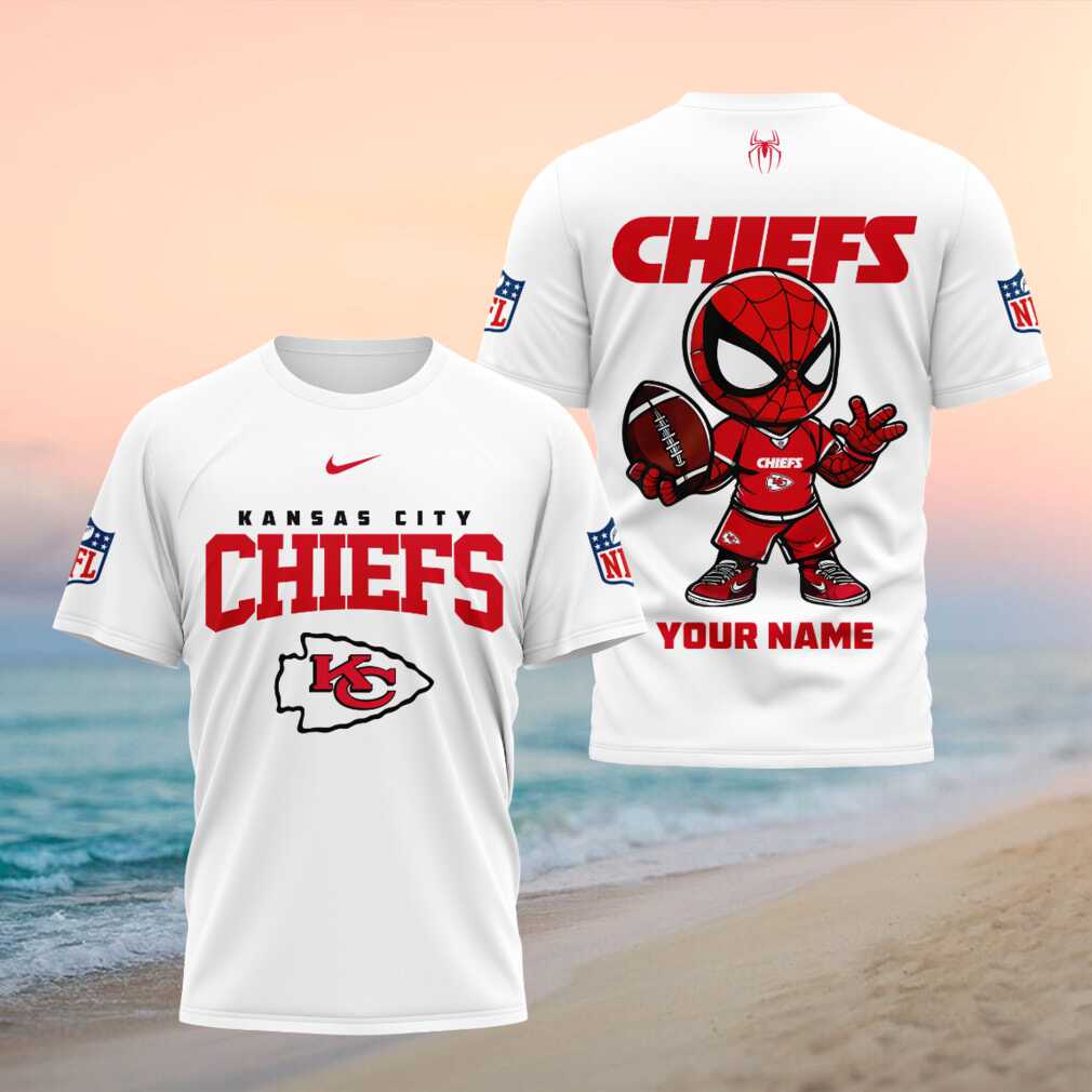 Kansas City Chiefs Spiderman Custom Name Football T Shirt