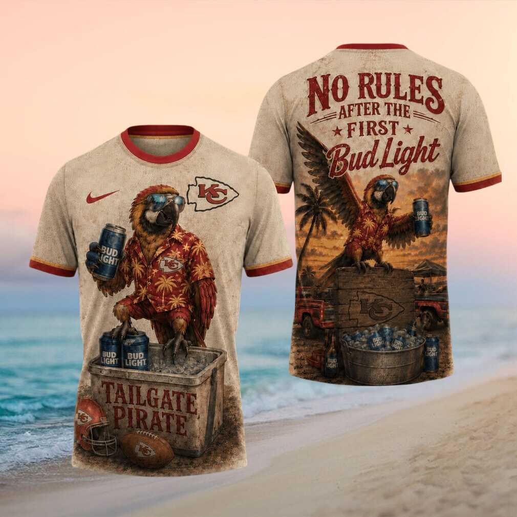 Kansas City Chiefs Tailgate Pirate Bud Light Football Parrot Shirt