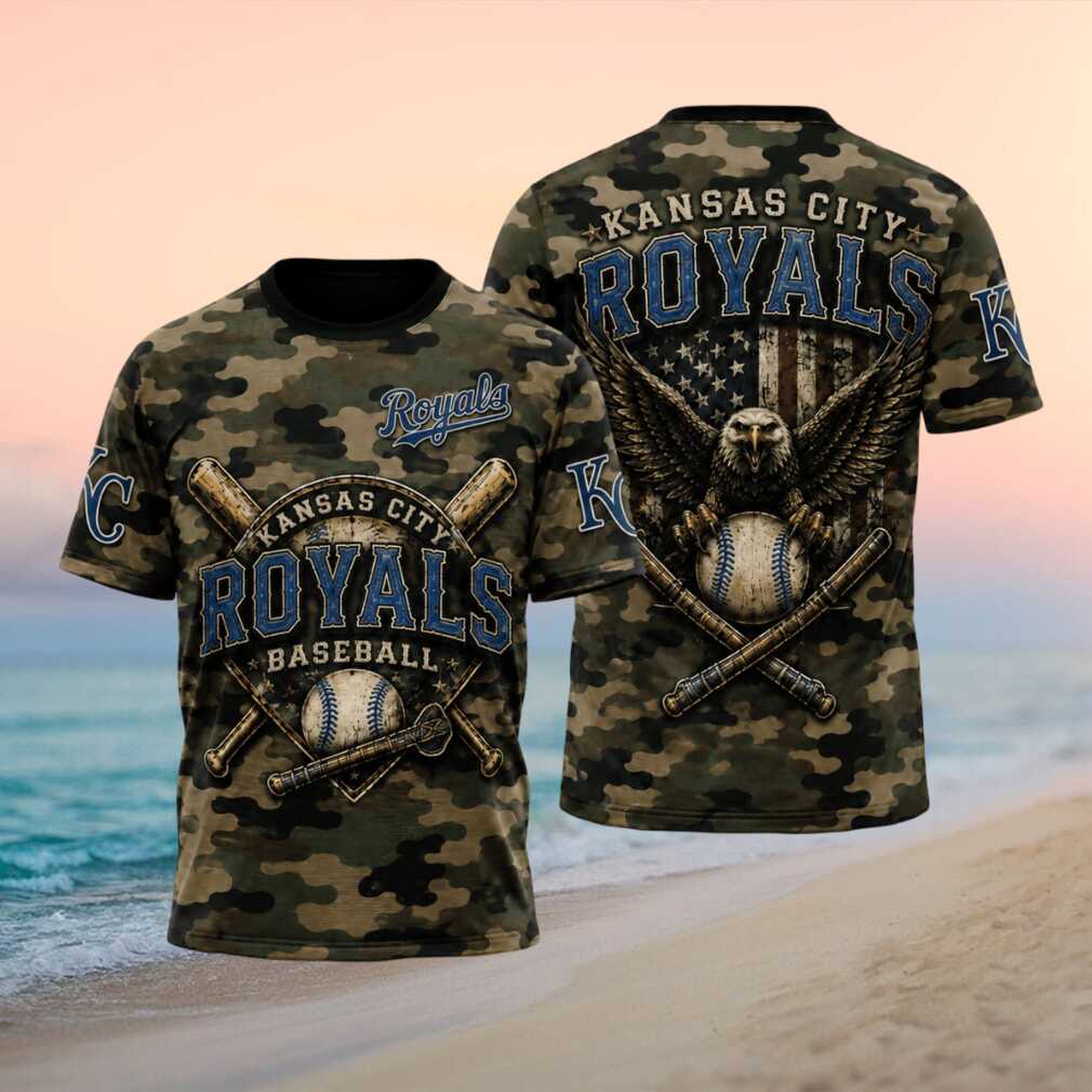 Kansas City Royals Bald Eagle American Flag Camo Patriotic T Shirt