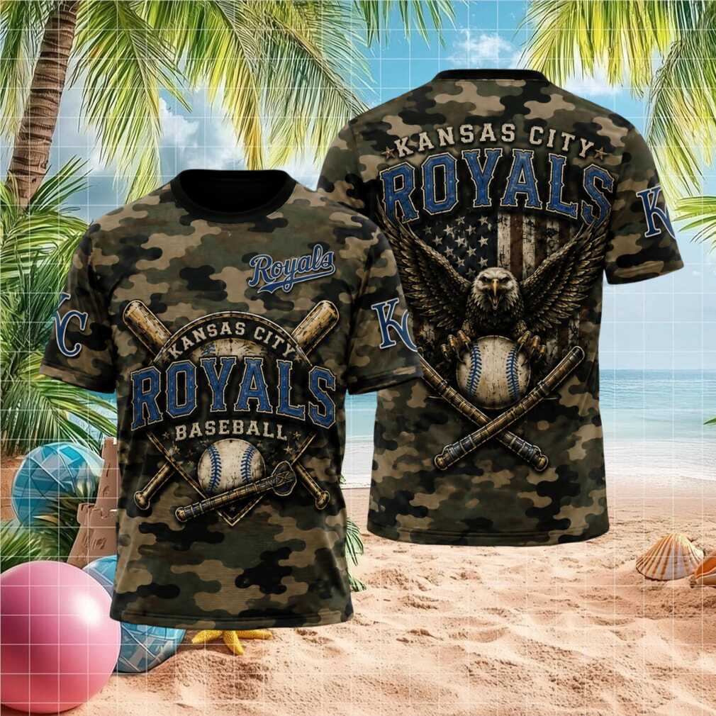 Kansas City Royals Bald Eagle American Flag Camo Patriotic T Shirt