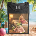 Kermit Frog Smoking In Bed With Miss Piggy Funny Meme Graphic T Shirt - Limotees LLC