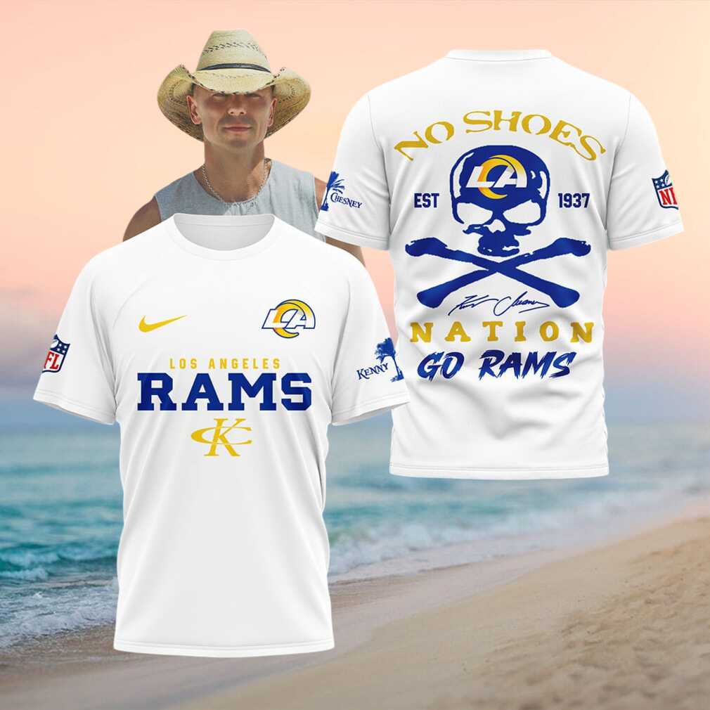 LA Rams No Shoes Nation Skull Shirt Kenny Chesney Football Fan Shirt - Limotees LLC