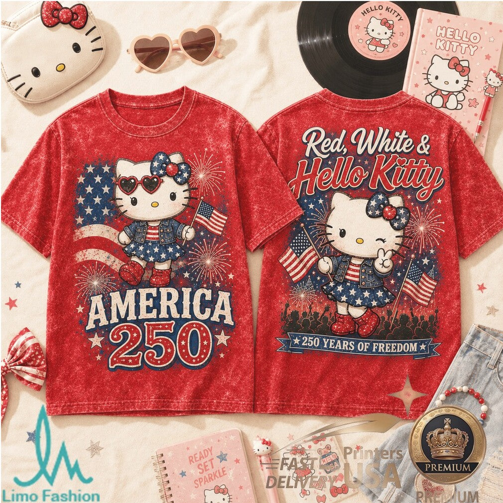 Hello Kitty America 250 Years Of Freedom Patriotic Kawaii Shirt