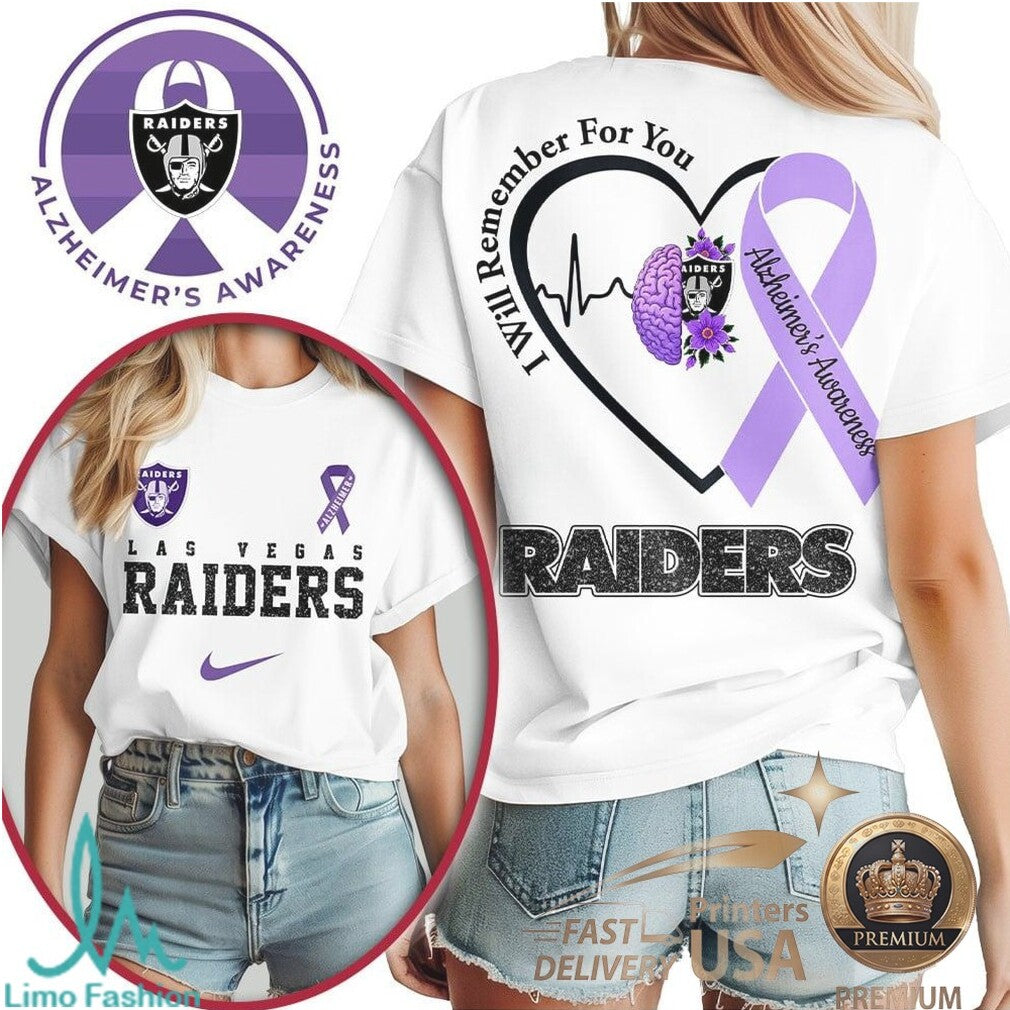 Las Vegas Raiders Alzheimer's Awareness I Will Remember For You T Shirt - Limotees LLC