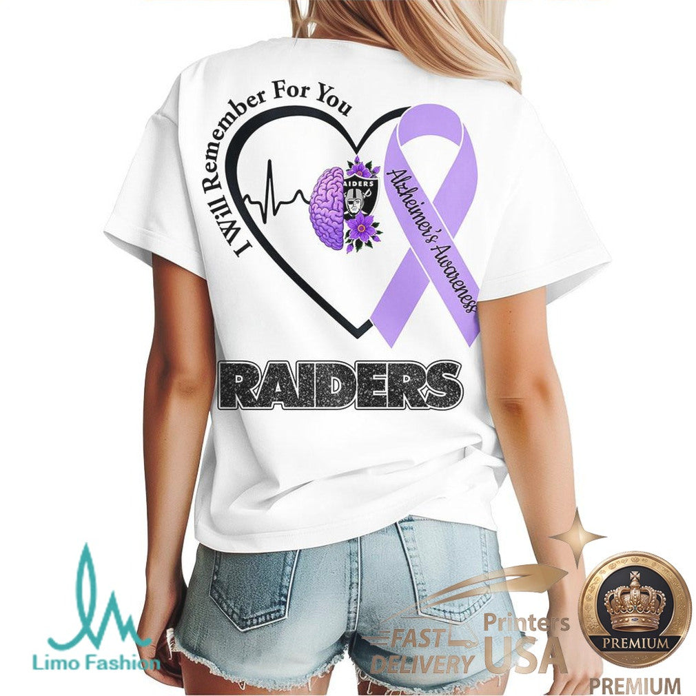 Las Vegas Raiders Alzheimer's Awareness I Will Remember For You T Shirt - Limotees LLC